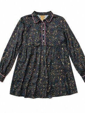 Wrangler Moon Whimsigoth Satin Pearl Snap Top XXL Celestial Western Black Pink